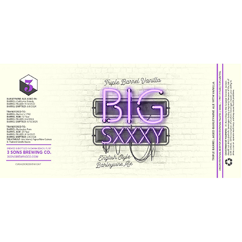 (空輸) スリーサンズ / トリプルバレルバニラ ビッグセクシー2026 (Triple BA Barleywine) 500ml瓶 [3 Sons Brewing Company / Triple Barrel Vanilla Big Sxxxy 2026]