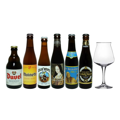 ベルギービール 6種飲み比べグラスセット (テイスティンググラス、コースター、解説書付) [Belgium Beer Sampler 6-Pack with Beer Tasting Glass]