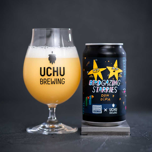 うちゅうブルーイング x グリーンチーク / バードゲイジングスターリーズ (DDH DIPA) 350ml缶 [Uchu Brewing x Green Cheek / BIRDGAZING STARRIES]